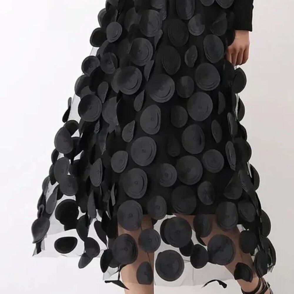 Polka Dot Applique High Waisted Skirt - Picture 5 of 5
